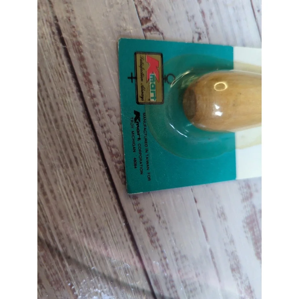 Vintage Kmart Curved Latch Rug Hook Wooden Handle In Original Package, Taiwan